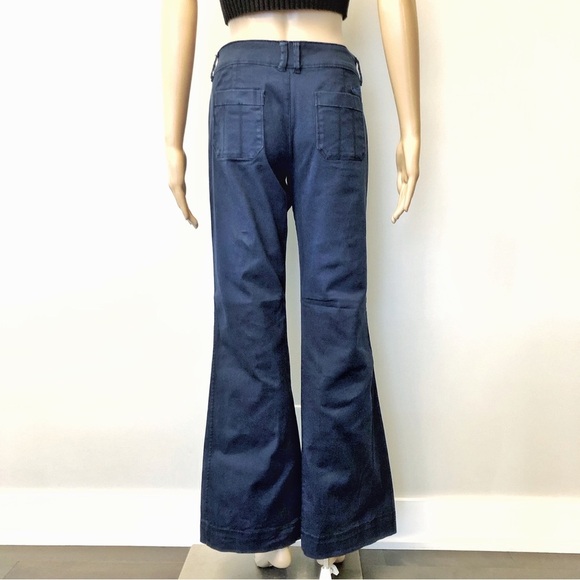 SUNSET SURF CO Y2K Boot Cut Fit Flared Low Rise Funky Navy Low Rise Pants Jeans - Picture 11 of 15
